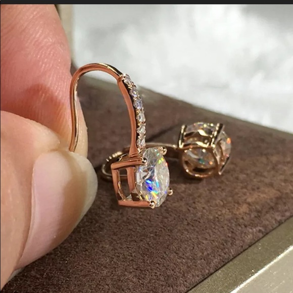 .925 Sterling Silver White Sapphire Drop Earrings - Picture 6 of 9